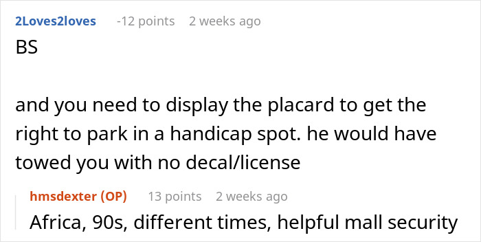 Online discussion about a cop parking in a handicapped spot without a placard.