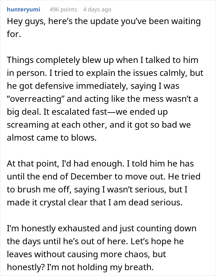 Guy Doesn’t Clean Up After Himself, Thinks Roommate Should Do It For Him, Ends Up Homeless Guy Doesn’t Clean Up After Himself, Thinks Roommate Should Do It For Him, Ends Up Homeless