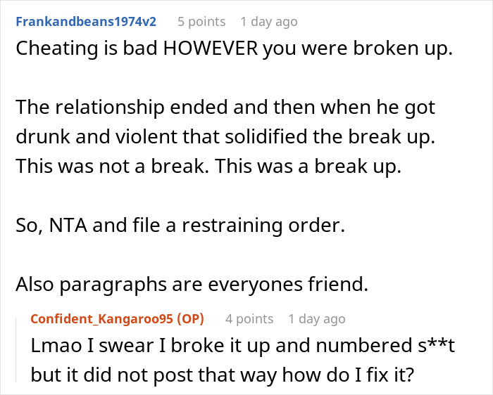 Reddit discussion about a woman's breakup and relationship challenges.