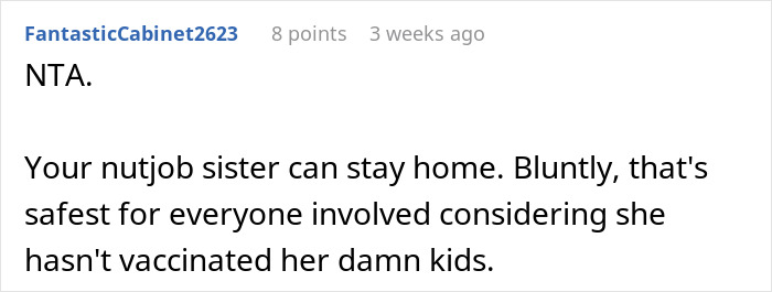 Mom Refuses To Accommodate Anti-Vax Sister&rsquo;s Kids By Excluding Her Own &ldquo;Sick&rdquo; Son From Wedding