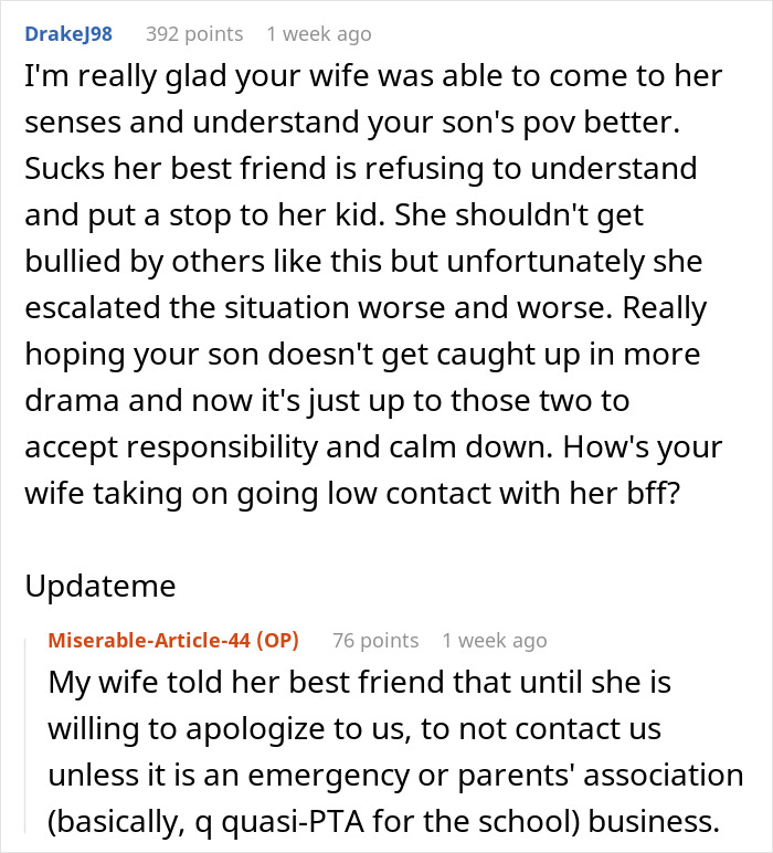 Reddit discussion about a dad supporting his son, drama with a family friend's daughter unfolds.