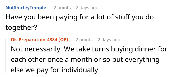 Text exchange discussing financial arrangements between friends.