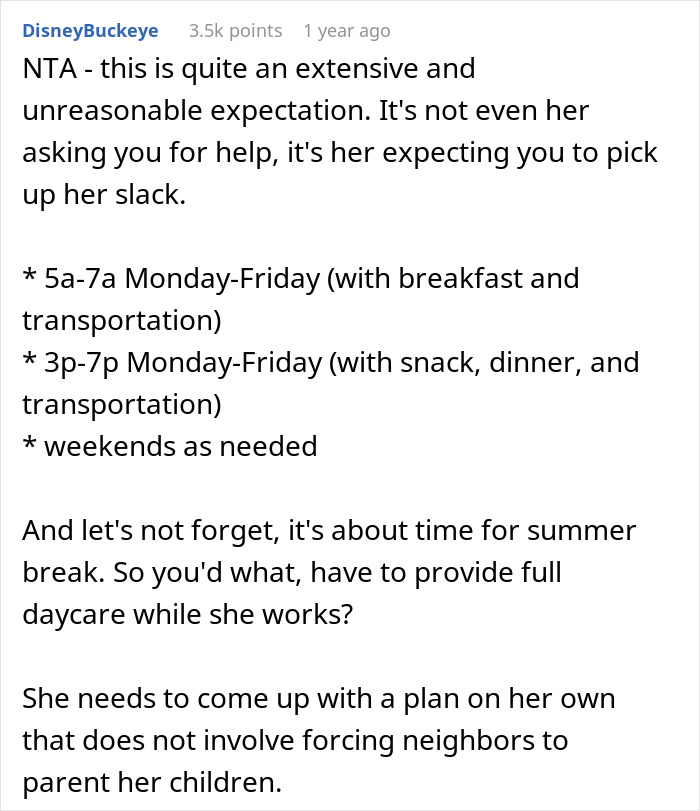 Entitled Neighbor Demands Woman Parent Her Kids 14 Hours A Day For Free, Woman Says Take A Hike Entitled Neighbor Demands Woman Parent Her Kids 14 Hours A Day For Free, Woman Says Take A Hike