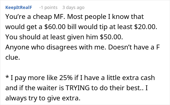 Diner Starts Debate After Waiter Rejects $25 Tip: &ldquo;Tipping Culture Has Gotten Out Of Hand&rdquo;