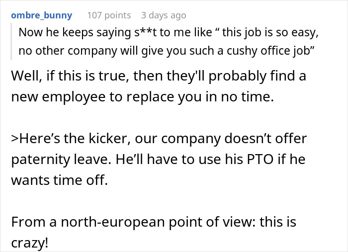 Man Furious At Childfree Coworker For Ruining His Paternity Leave, Gets A Reality Check Man Furious At Childfree Coworker For Ruining His Paternity Leave, Gets A Reality Check