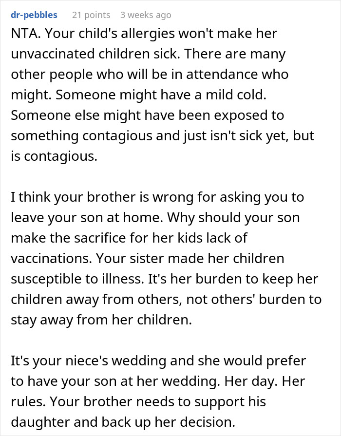 Mom Refuses To Accommodate Anti-Vax Sister&rsquo;s Kids By Excluding Her Own &ldquo;Sick&rdquo; Son From Wedding