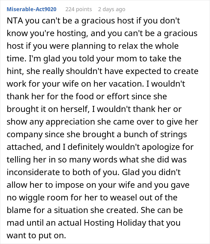 MIL Fumes After Realizing DIL Won’t Cater To Her Unannounced Visit On Vacation MIL Fumes After Realizing DIL Won’t Cater To Her Unannounced Visit On Vacation