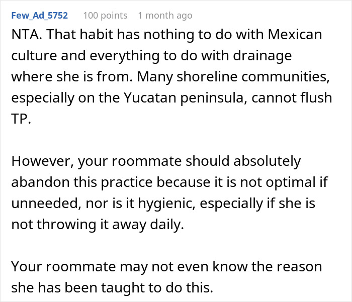 Woman Discovers Roommate’s “Gross” Habit, Gets Accused Of Disrespecting Her Culture Woman Discovers Roommate’s “Gross” Habit, Gets Accused Of Disrespecting Her Culture