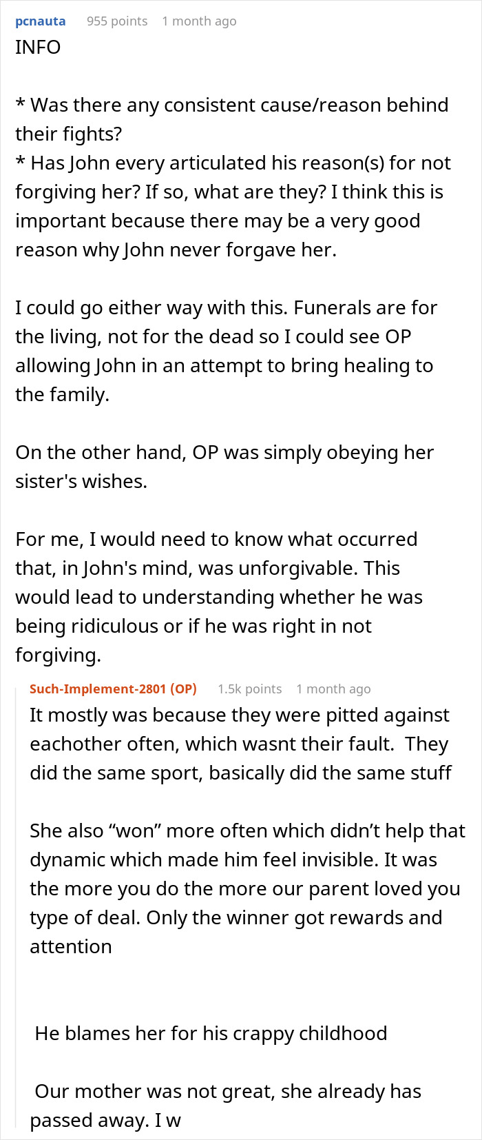 Late Sister's Last Wish Of Banning Bro From Funeral Causes Drama After Sibling Complies