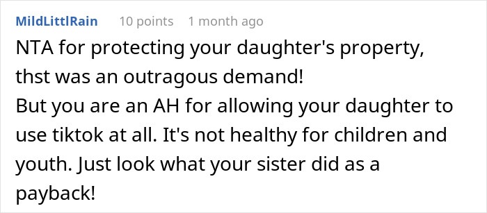 Reddit comment discussing a child's rare backpack and TikTok use. Reddit comment discussing a child's rare backpack and TikTok use.