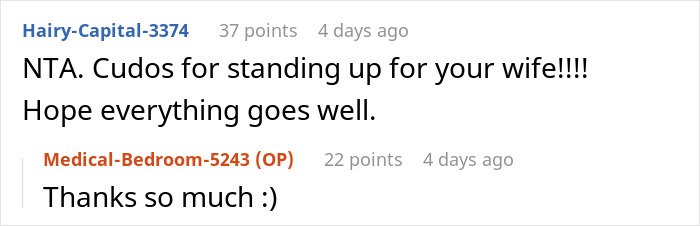 Reddit comment supporting decision about meeting baby, gaining positive feedback and gratitude.