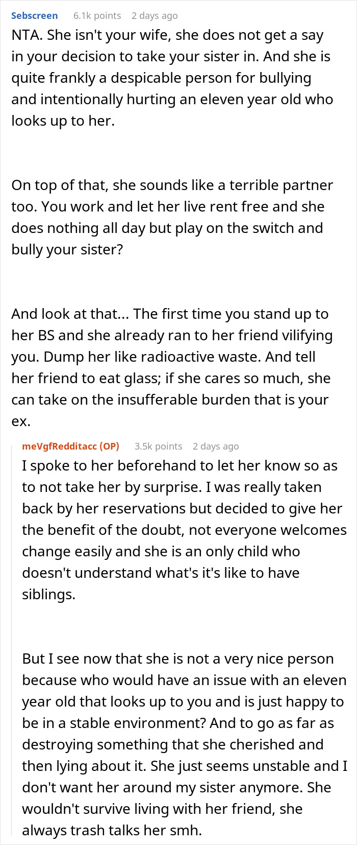 Person Confused Why GF Is So Upset He Took In His 11YO Sister, Kicks Her Out To Avoid More Drama