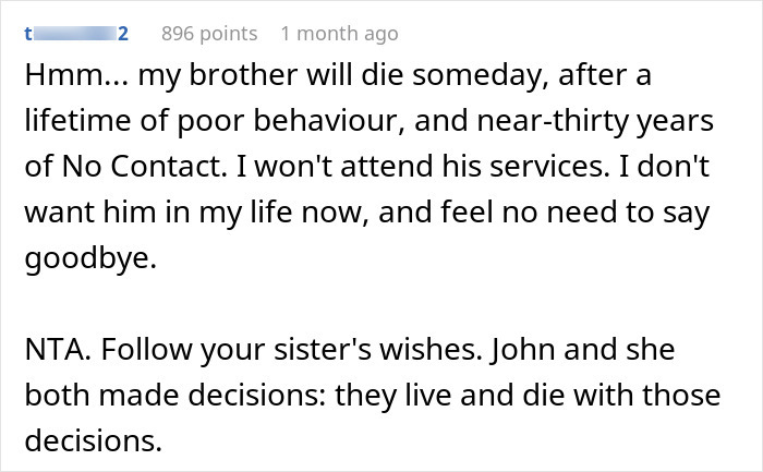 Late Sister's Last Wish Of Banning Bro From Funeral Causes Drama After Sibling Complies