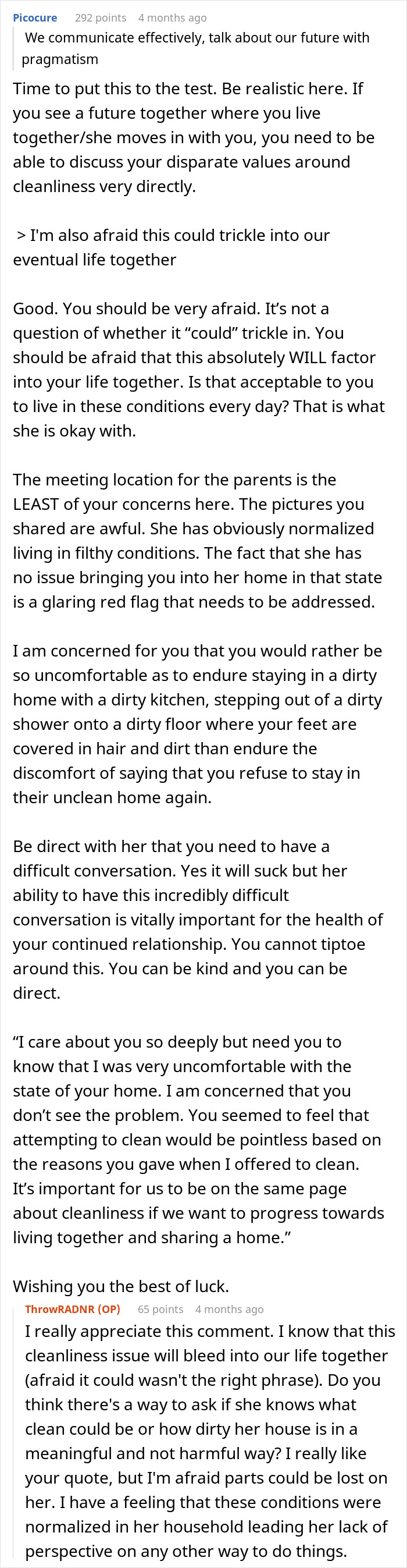 Discussion on communicating cleanliness issues; user seeks advice on telling girlfriend about her filthy home. Discussion on communicating cleanliness issues; user seeks advice on telling girlfriend about her filthy home.