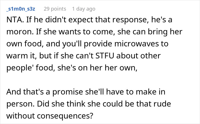 Reddit comment on Thanksgiving dinner and a brother's girlfriend's behavior. Reddit comment on Thanksgiving dinner and a brother's girlfriend's behavior.