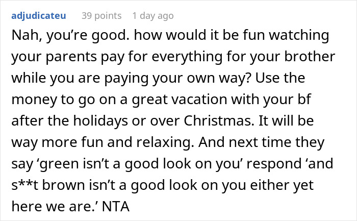 Social media comment about a woman canceling last-minute family cruise with advice for a better vacation alternative. Social media comment about a woman canceling last-minute family cruise with advice for a better vacation alternative.