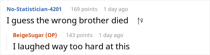 Reddit comment thread discussing a privileged brother charging extra fees to his sister. Reddit comment thread discussing a privileged brother charging extra fees to his sister.