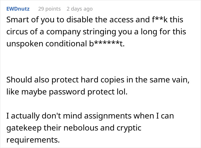 "Text response about recruiter regrets ghosting a candidate, highlighting frustration with access to an assignment.