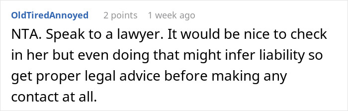 Reddit comment advising to seek legal counsel regarding dog bite liability after home break-in.