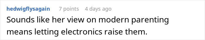 Reddit comment criticizing modern parenting after a babysitter incident.