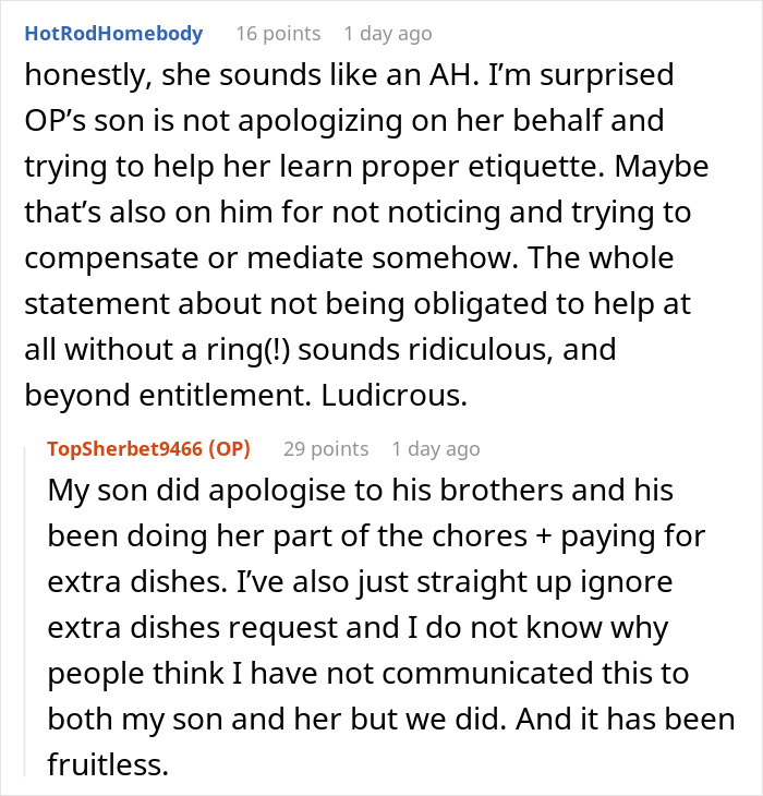 Son's GF Keeps Saying "No Ring, No Wife Duties" After Every Dinner, Mom Doesn't Want Her At House