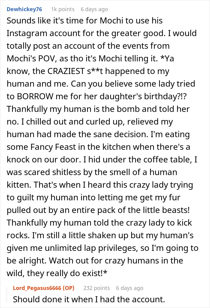 Mom Wants To Force Neighbor to Give Her Cat For Kid's B-Day Party Six Ways To Sunday, Drama Ensues Mom Wants To Force Neighbor to Give Her Cat For Kid's B-Day Party Six Ways To Sunday, Drama Ensues