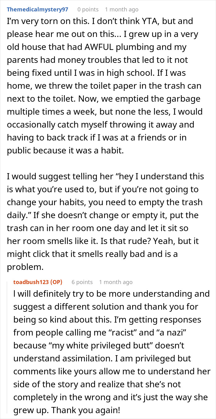 Woman Discovers Roommate’s “Gross” Habit, Gets Accused Of Disrespecting Her Culture Woman Discovers Roommate’s “Gross” Habit, Gets Accused Of Disrespecting Her Culture