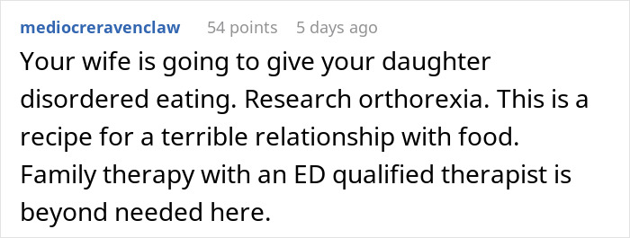 Reddit comment discussing food complaints and disordered eating concerns. Reddit comment discussing food complaints and disordered eating concerns.