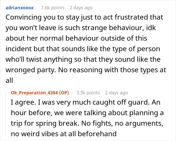 Text showing discussion about a woman's world crumbling after an accidental text reveals a friend's dislike.