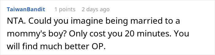 Comment on relationship advice, discussing dating and a mother's influence.