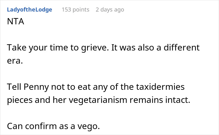 Forum post discussing the morality of keeping family heirlooms and vegetarian beliefs. Forum post discussing the morality of keeping family heirlooms and vegetarian beliefs.
