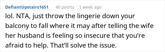 Neighbor Always Returns Lady's Lingerie From His Balcony, Livid Husband Says It's Creepy