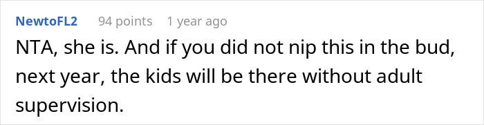 Reddit comment discussing an incident where a woman removed her mom from her pool for unauthorized use. Reddit comment discussing an incident where a woman removed her mom from her pool for unauthorized use.