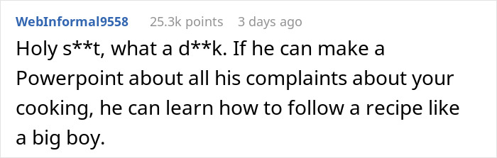 Man Thinks Criticizing GF&rsquo;s Food With A Presentation Is Funny Until She Gives One To Him