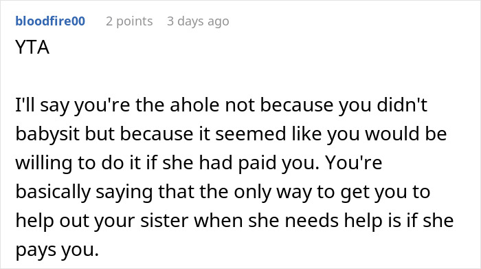 Sis Accuses Woman Of “Ruining Family Bonds” Because She Won’t Babysit Niece For A $25 Coupon Sis Accuses Woman Of “Ruining Family Bonds” Because She Won’t Babysit Niece For A $25 Coupon