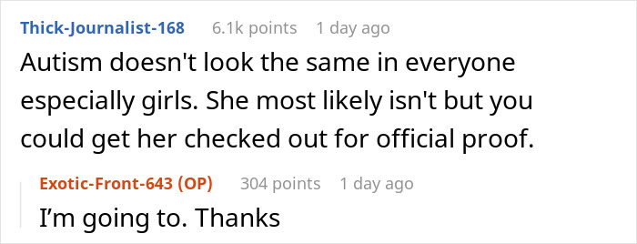 Parent Seeks Advice After Calling Out Daughter In Front Of Her Friends That She Doesn't Have Autism Parent Seeks Advice After Calling Out Daughter In Front Of Her Friends That She Doesn't Have Autism