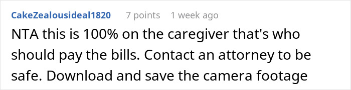 Comment discussing legal advice on refusing to pay for a dog bite incident with a neighbor intruder.