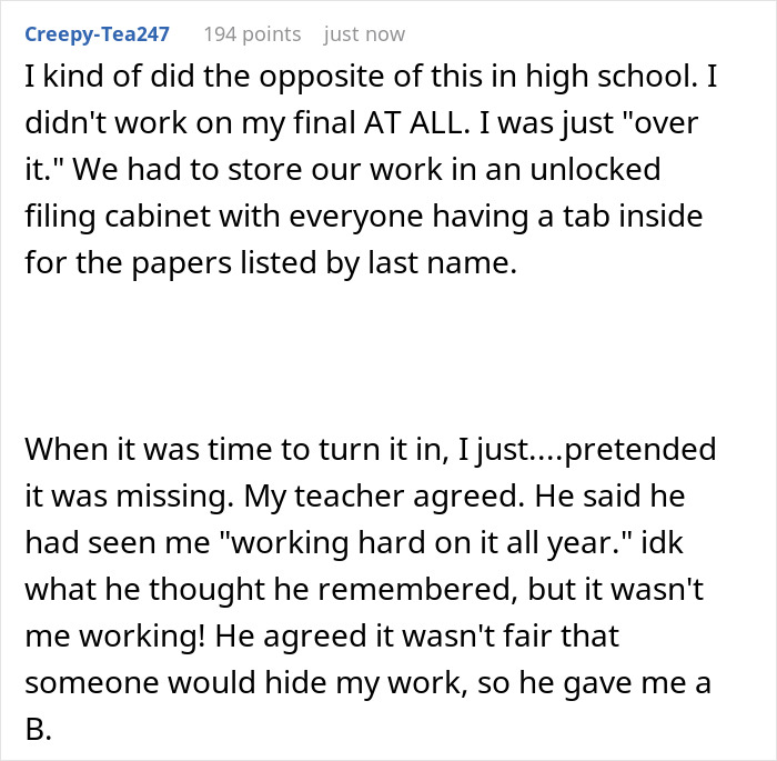 Reddit story about a picked-on teen's clever trick with finals, resulting in the bully failing.