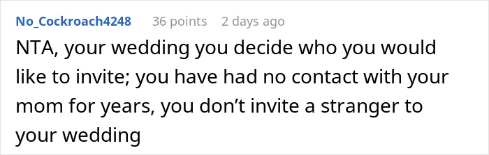 Guy Puts His Foot Down As Mom Asks To Be Center of His Wedding After She Neglected Him All His Life