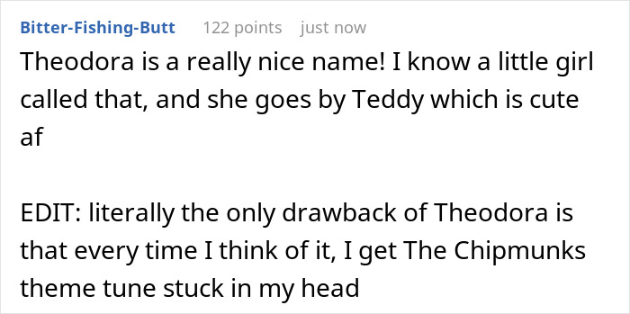 Comment discussing the name Theodora and mentioning a catchy theme tune. Comment discussing the name Theodora and mentioning a catchy theme tune.