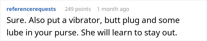 Reddit comment suggesting a way to address suspicion of mother-in-law going through belongings.