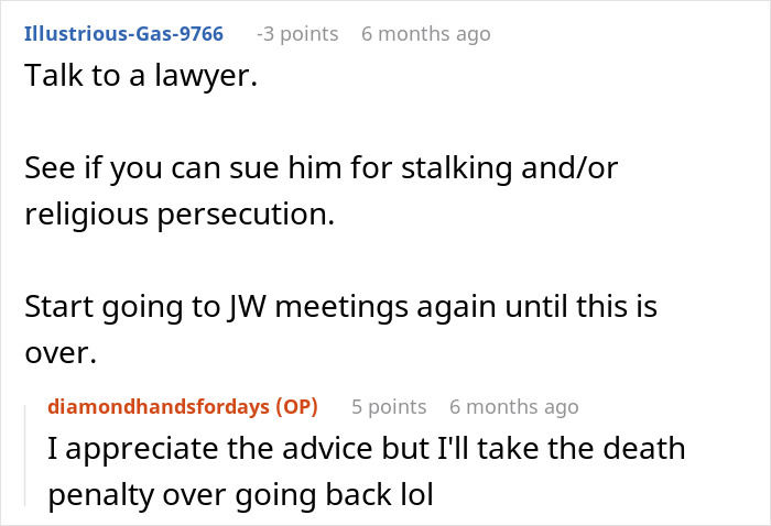 Screenshot of a Reddit conversation regarding ex-father-in-law, AirTag, and divorce advice. Screenshot of a Reddit conversation regarding ex-father-in-law, AirTag, and divorce advice.