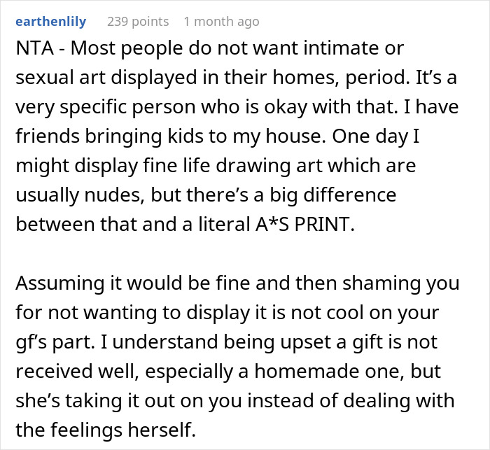 "A Homemade Piece Of Artwork": Guy Hates GF's Birthday Gift, Says It Makes Him Uncomfortable "A Homemade Piece Of Artwork": Guy Hates GF's Birthday Gift, Says It Makes Him Uncomfortable