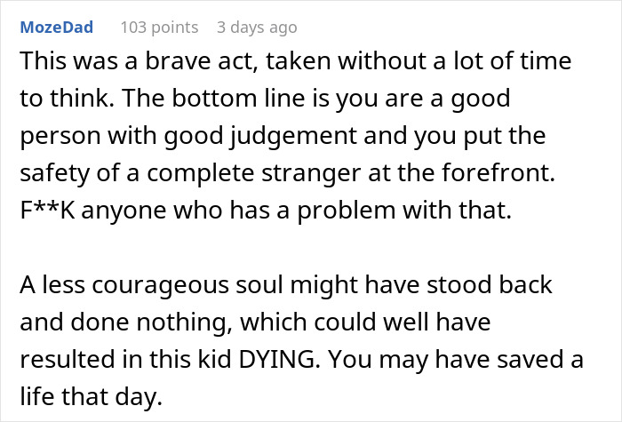 Text post expressing support for a brave act involving the safety of an employee taken to the hospital. Text post expressing support for a brave act involving the safety of an employee taken to the hospital.
