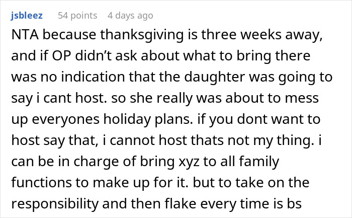 “Am I A Jerk For Uninviting My Daughter To Thanksgiving Since She Won’t Host It?” “Am I A Jerk For Uninviting My Daughter To Thanksgiving Since She Won’t Host It?”