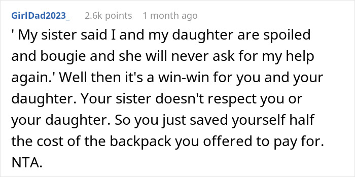 Comment discussing not giving away a child's rare backpack. Comment discussing not giving away a child's rare backpack.