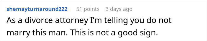 Comment from a divorce attorney advising against sharing house ownership with a fianc&eacute;.