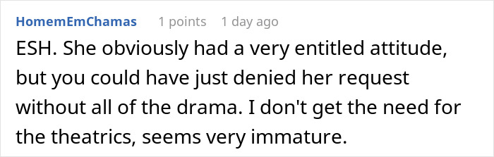 Reddit comment discussing a plane seat drama, mentioning entitlement and unnecessary theatrics.