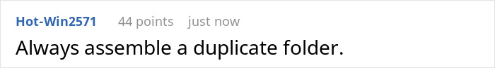 Reddit comment with advice on managing folders, related to teen, bully, and schoolwork.