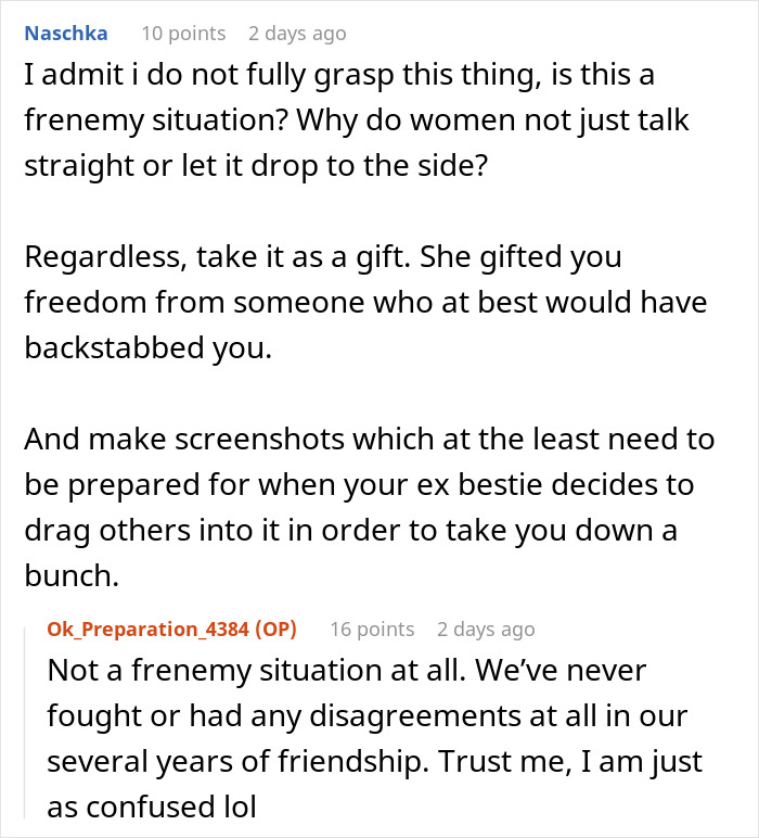 Text exchange on frenemies and accidental reveal of dislike, discussing friendships.